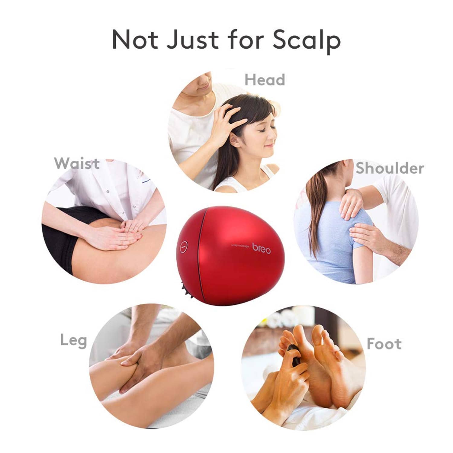 بريو مدلك صغير محمول لفروة الرأس والجسم مقاوم للماء