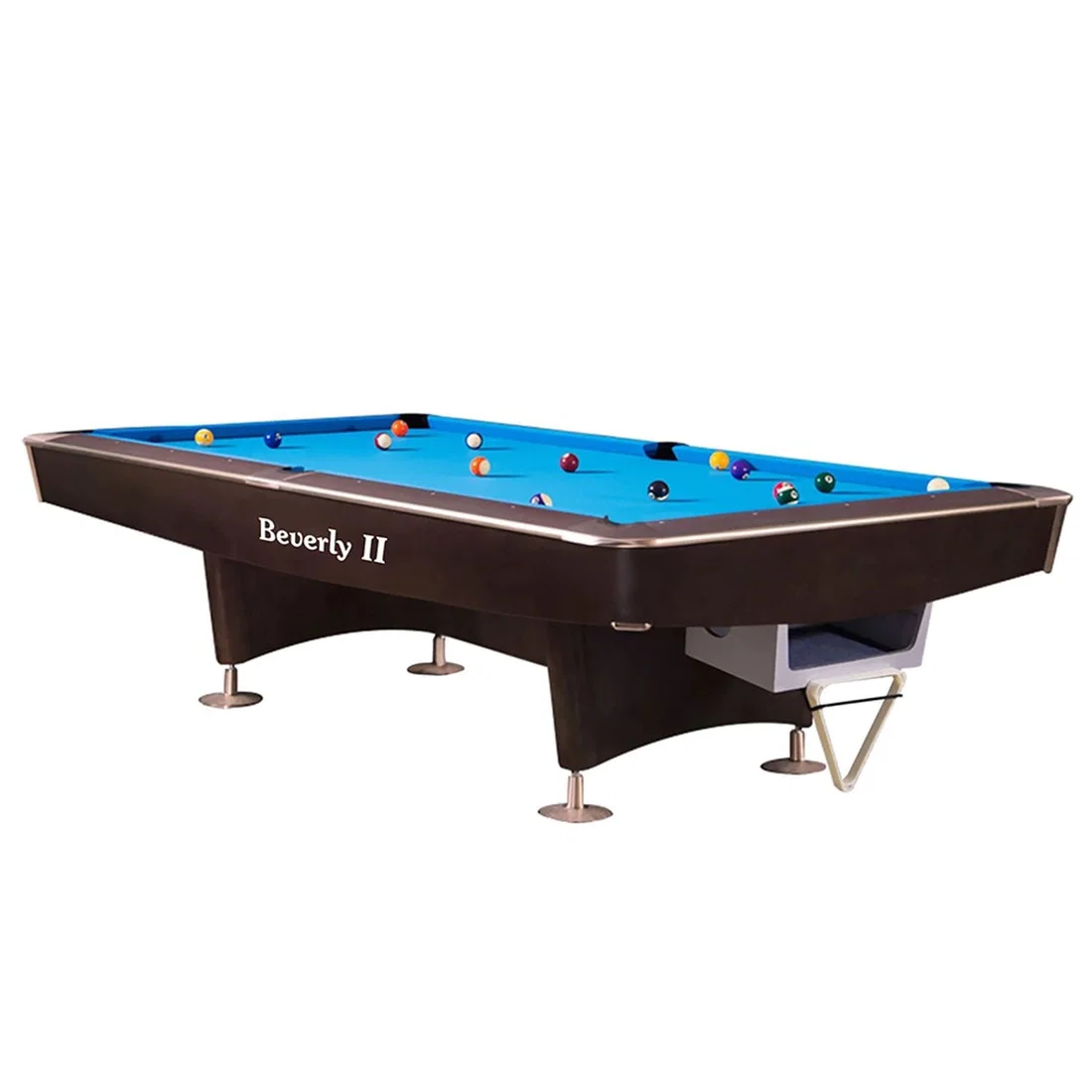 Beverly Beverly II 8ft Marble Top Pool Table With Ball Return System  - Brown