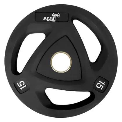وحش اللياقة البدنية لوحة الوزن الأوليمبية PU باللون الأسود - 15 Kg - Single