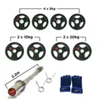Beast Fitness Olympic Rubber Tri Grip Disc with Barbell Set - 100 Kg