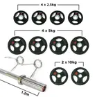 Beast Fitness Olympic Rubber Tri Grip Disc with Barbell Set - 60 Kg