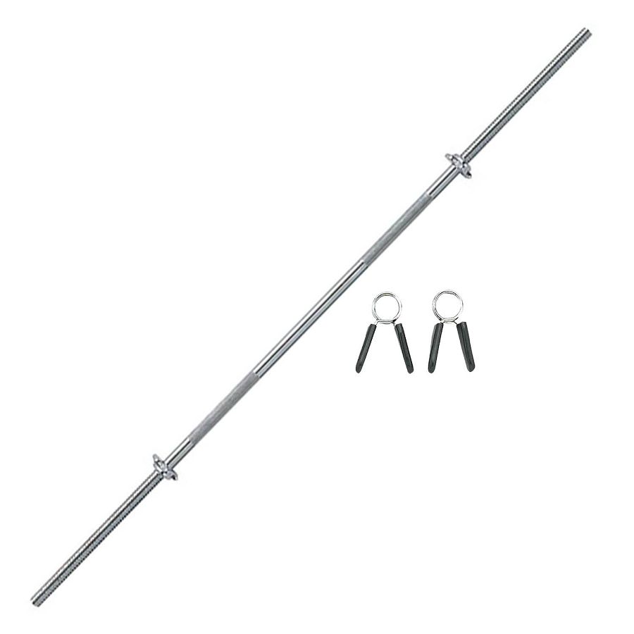 Body Sculpture Chrome Steel Barbell Bar With Clip Lock- 72 Inch
