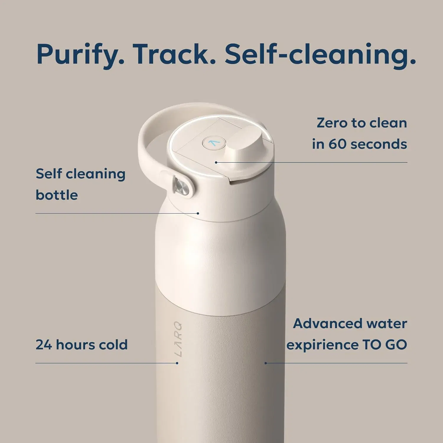 LARQ Bottle PureVis 2 with Essential Bottle Filter - Mojave Dune - 1L / 34oz