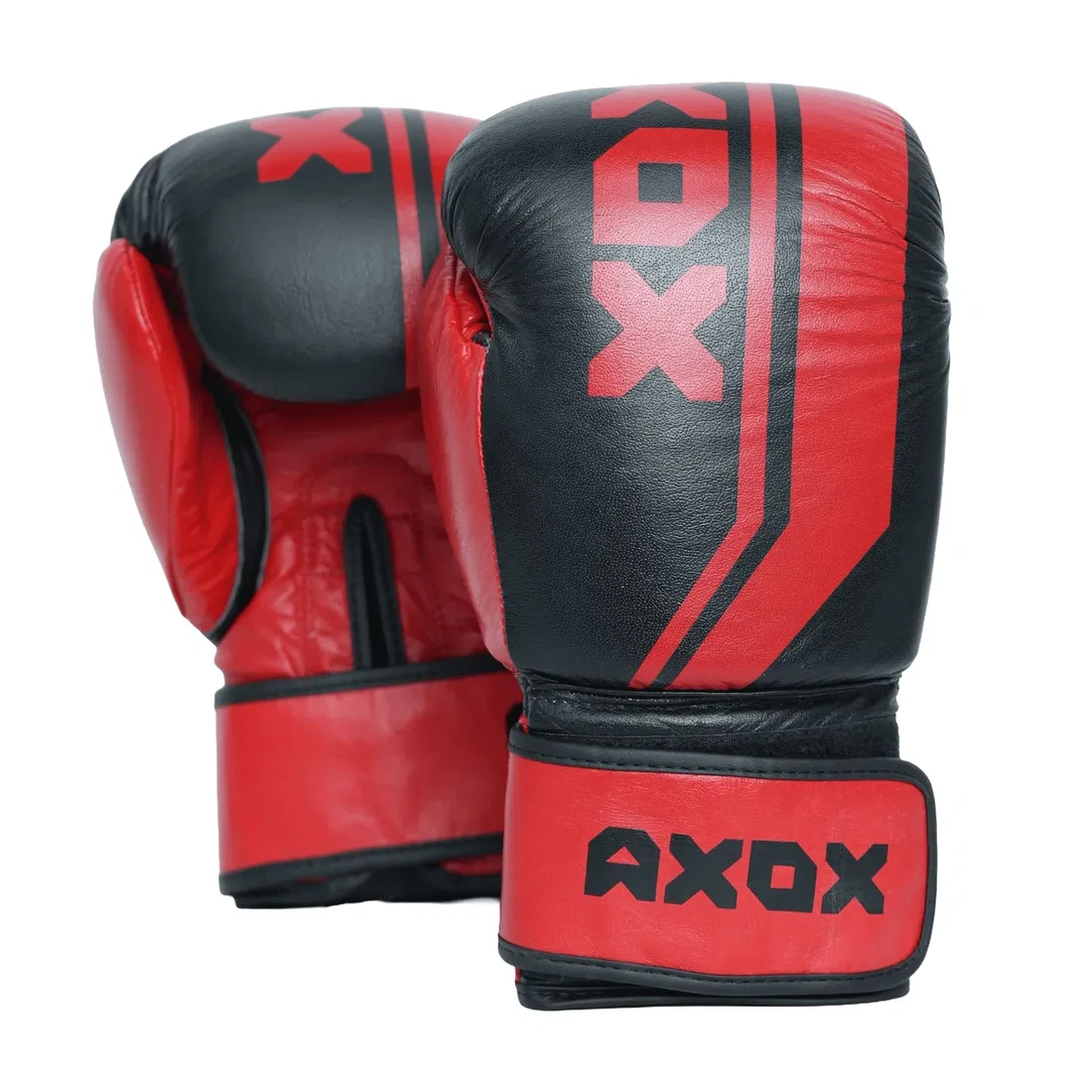 Axox Leather Boxing Gloves for Training - Black/Red - 10 Oz