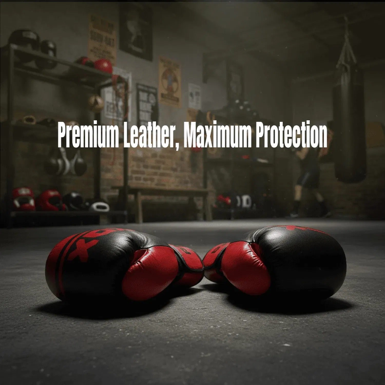 Axox Leather Boxing Gloves for Training - Black/Red - 4 Oz