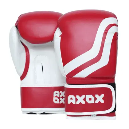 Axox PVC Boxing Gloves - White/Red - 16 Oz