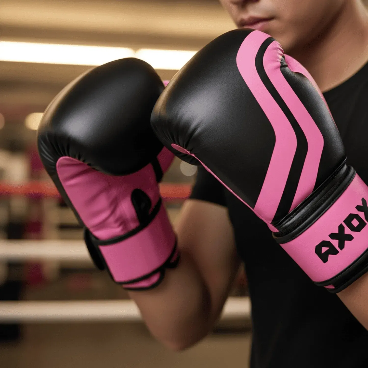 Axox PVC Boxing Gloves - Pink/Black - 4 Oz