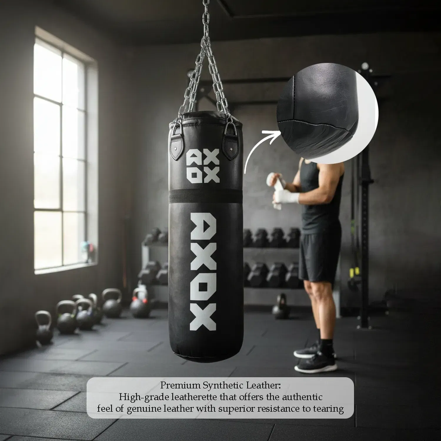 Axox Leather Filled Punching Bag - 60 Kg