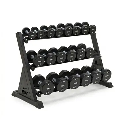 Nike Strength Premium Urethane Pro Dumbbell Set 2-20 kg With 3-Tier Rack |Bundle