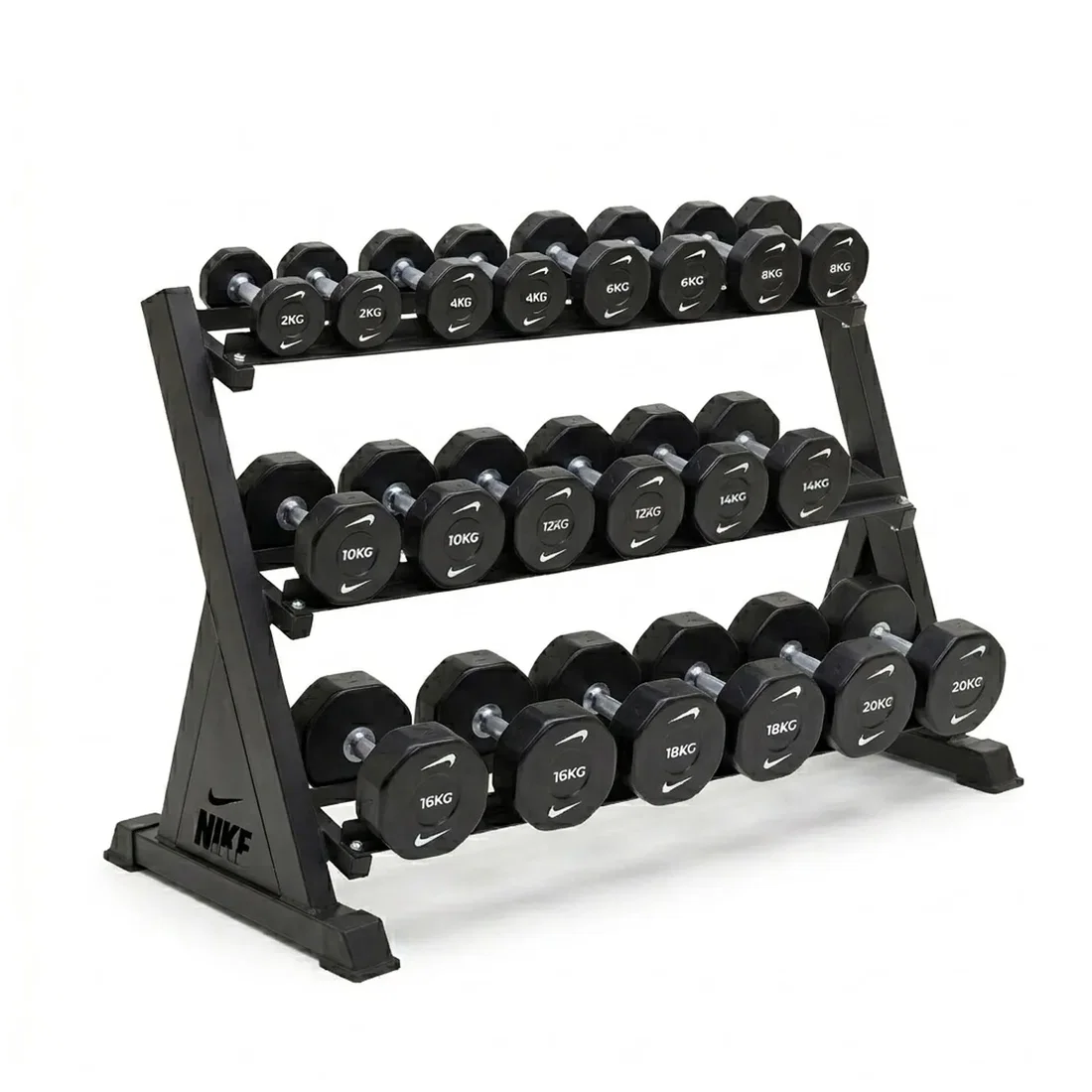 Nike Strength Premium Urethane Pro Dumbbell Set 2-20 kg With 3-Tier Rack |Bundle