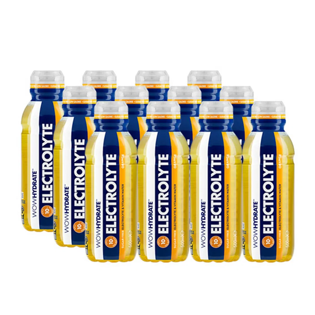 Wow Hydrate Sugar Free Electrolyte & Vitamin Water- 500ml  - Orange - 12 Pcs