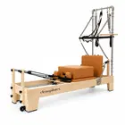 Eleno Pilates M4 Pro Maple Wood Studio Reformer With Half Tower Bundle - Brick Red