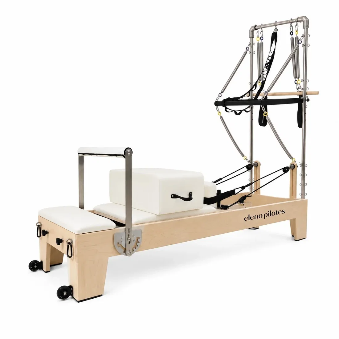 Eleno Pilates M4 Pro Maple Wood Studio Reformer With Half Tower Bundle - Beige