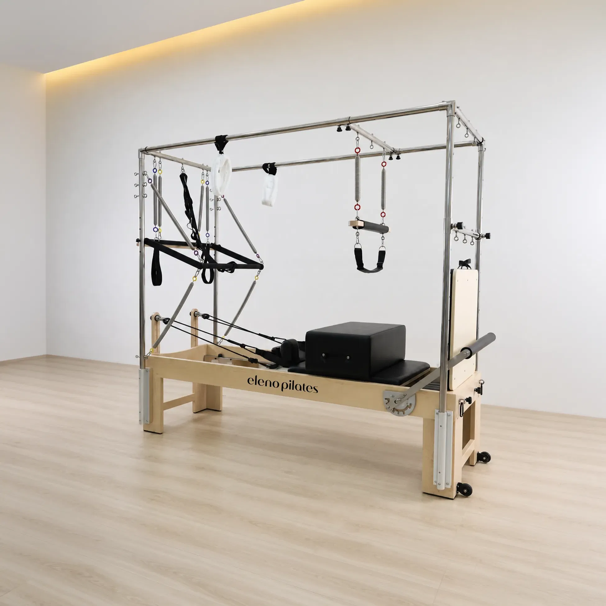 Eleno Pilates E100 Maple Finish 3 in 1 Pilates Reformer with Full Cadillac