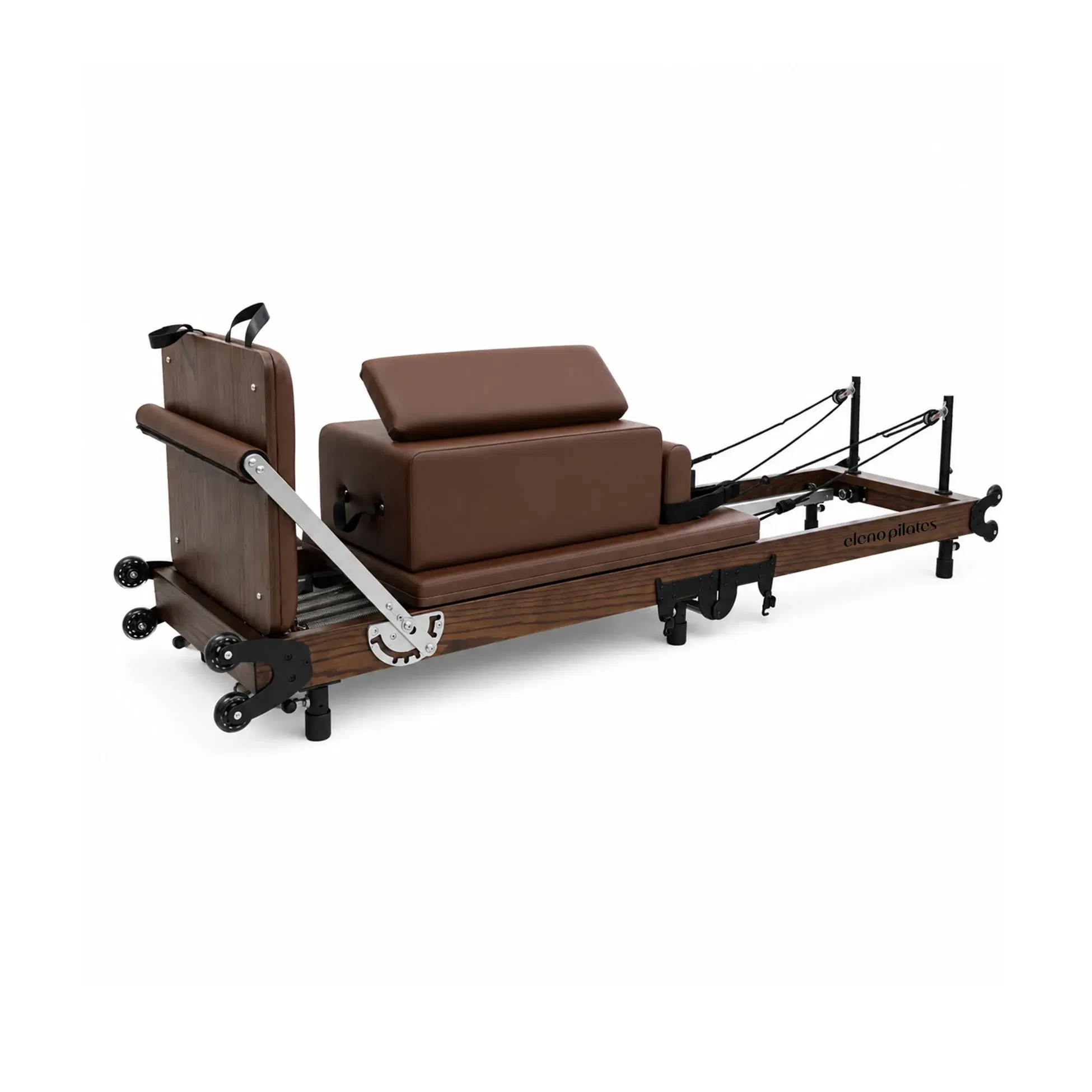 Eleno Pilates Home Fit Red Oak Foldable Reformer Bundle - Brown