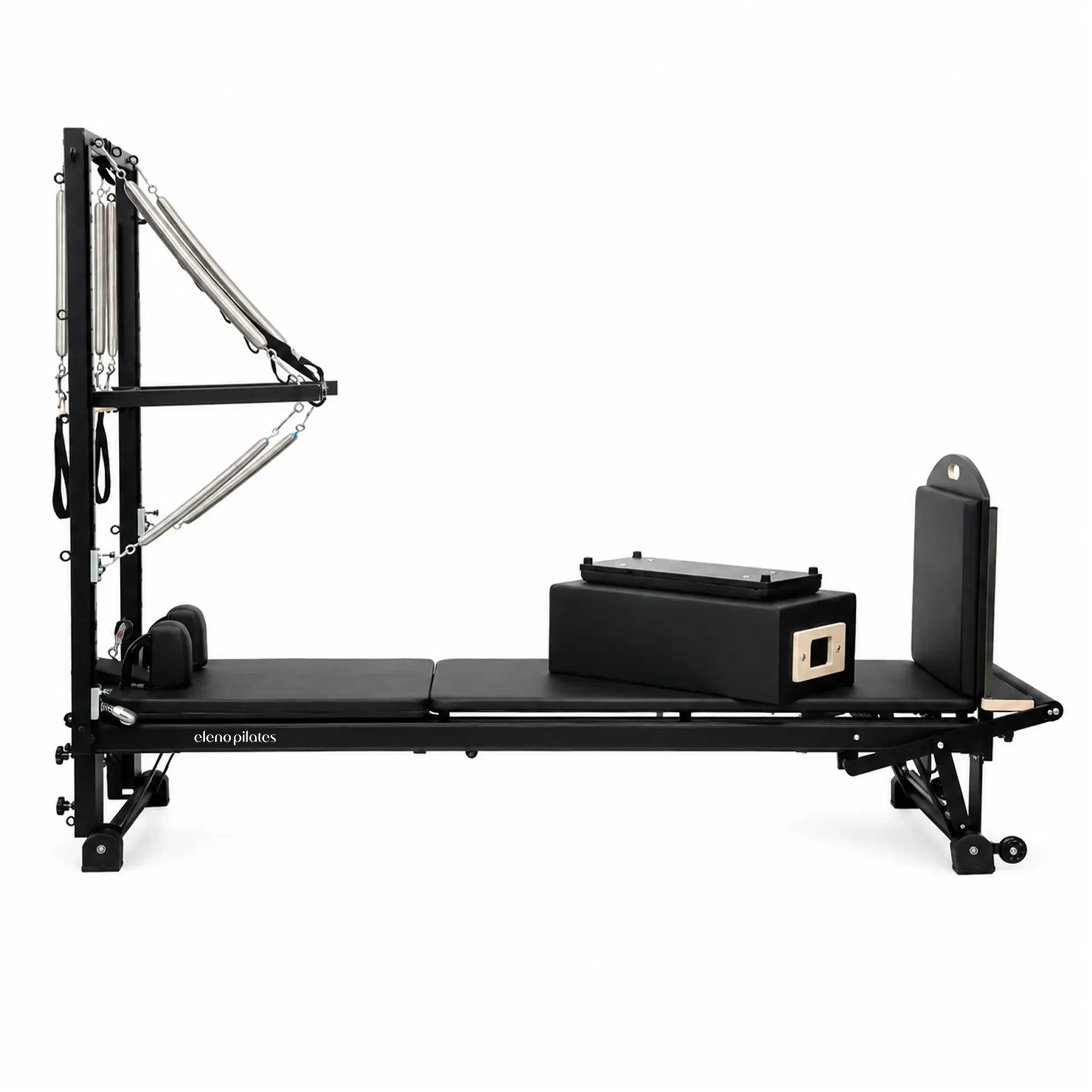 Eleno Pilates E8 Max Plus Aluminum Alloy Pilates Reformer With Half Tower Bundle (Black) - Black