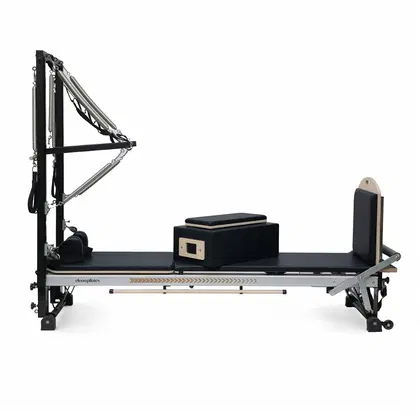 Eleno Pilates E8 Max Plus Aluminum Alloy Pilates Reformer With Half Tower Bundle (Black) - Silver