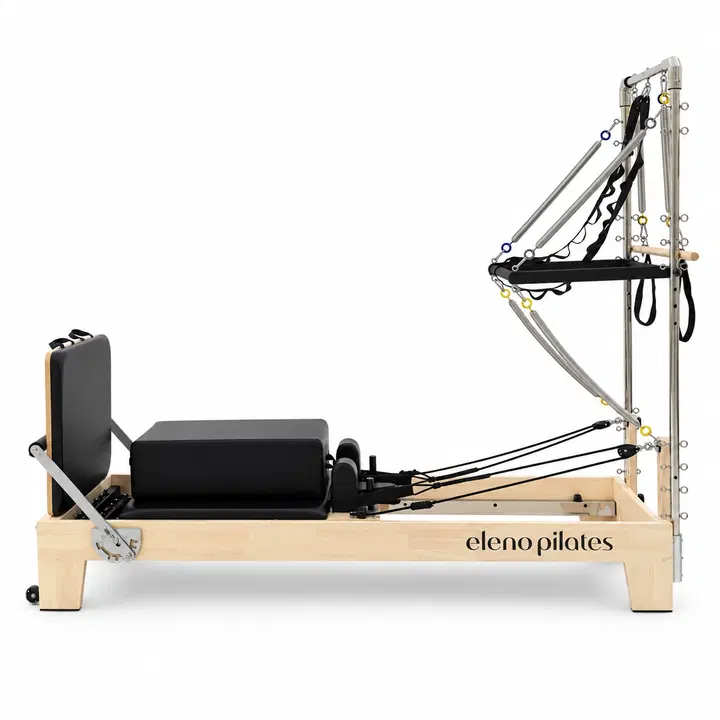 Eleno Pilates M2 Oak Wood Half Tower Reformer Bundle - Black