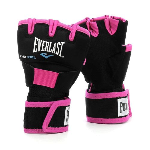 Everlast Evergel Hand Wrap Gloves-Black-Pink-S/M