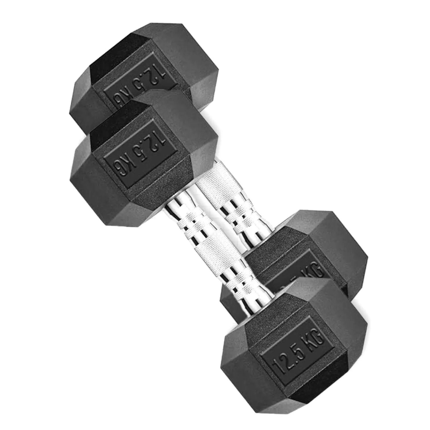 Facile Hex Rubber Dumbbells - 12.5 Kg - Pair