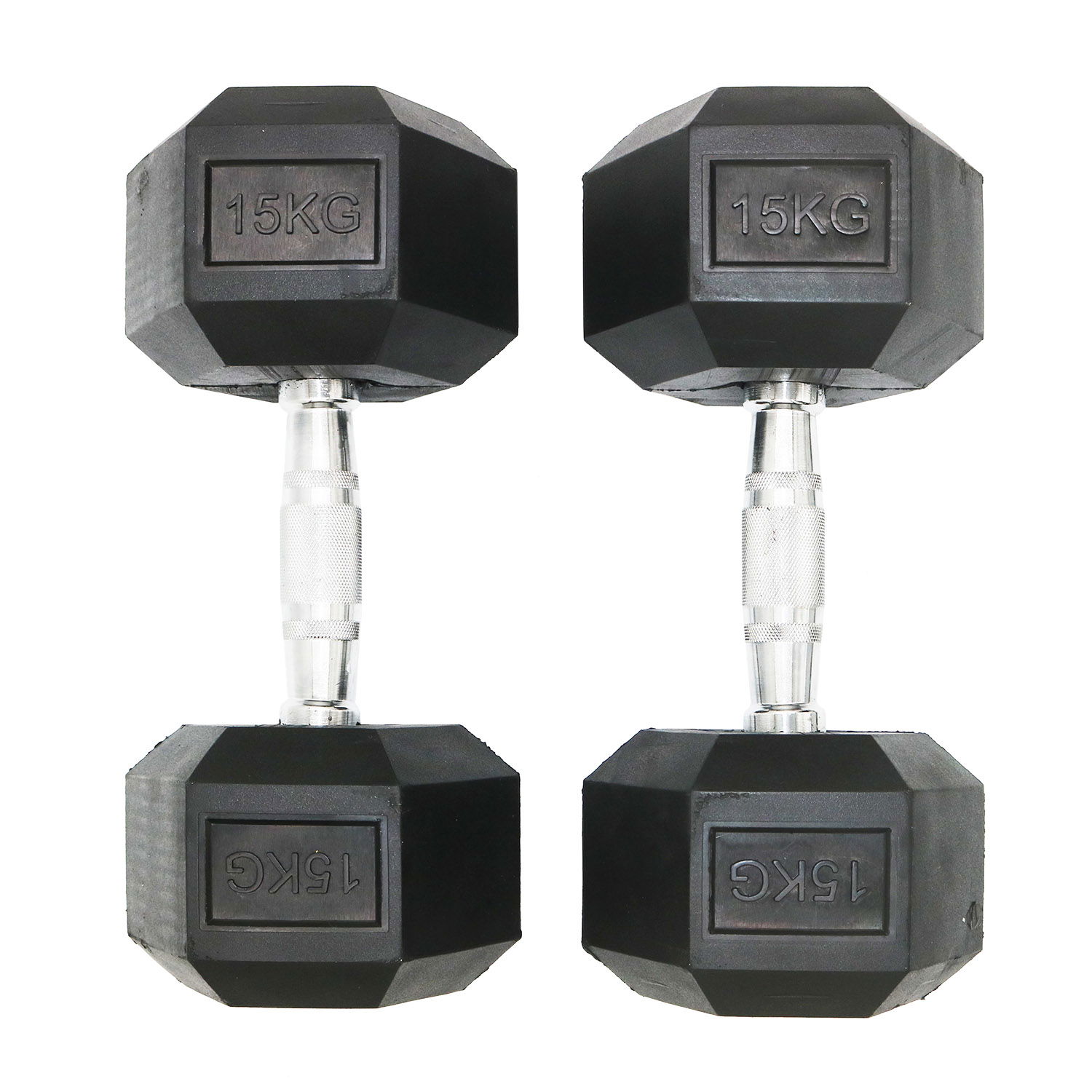 Facile Hex Rubber Dumbbells - 15 Kg - Pair