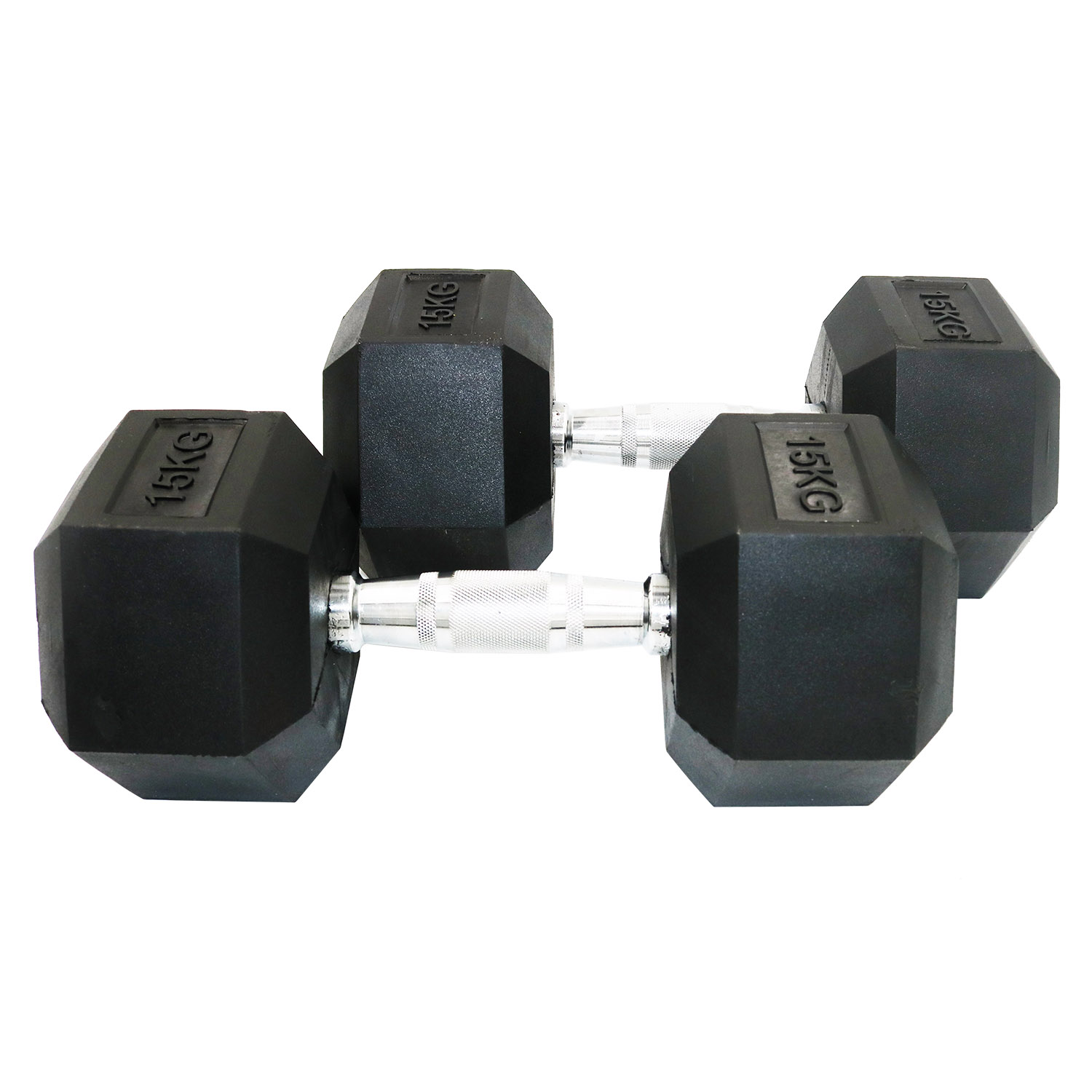 Facile Hex Rubber Dumbbells - 15 Kg - Pair
