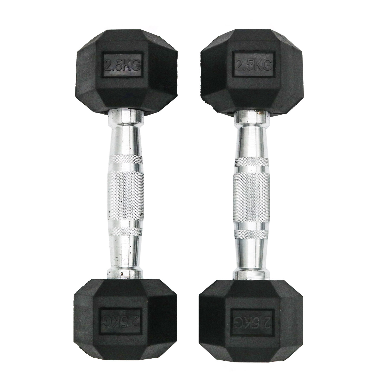 Facile Hex Rubber Dumbbells - 2.5 Kg - Pair