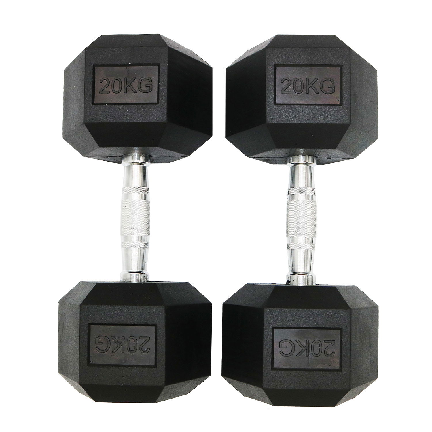 Facile Hex Rubber Dumbbells - 20 Kg - Pair