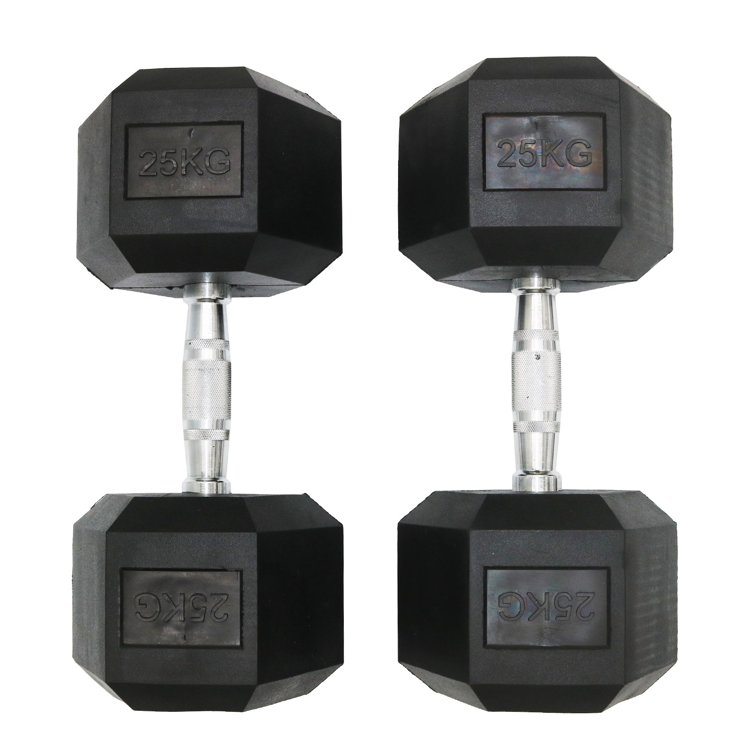 Facile Hex Rubber Dumbbells - 25 Kg - Pair