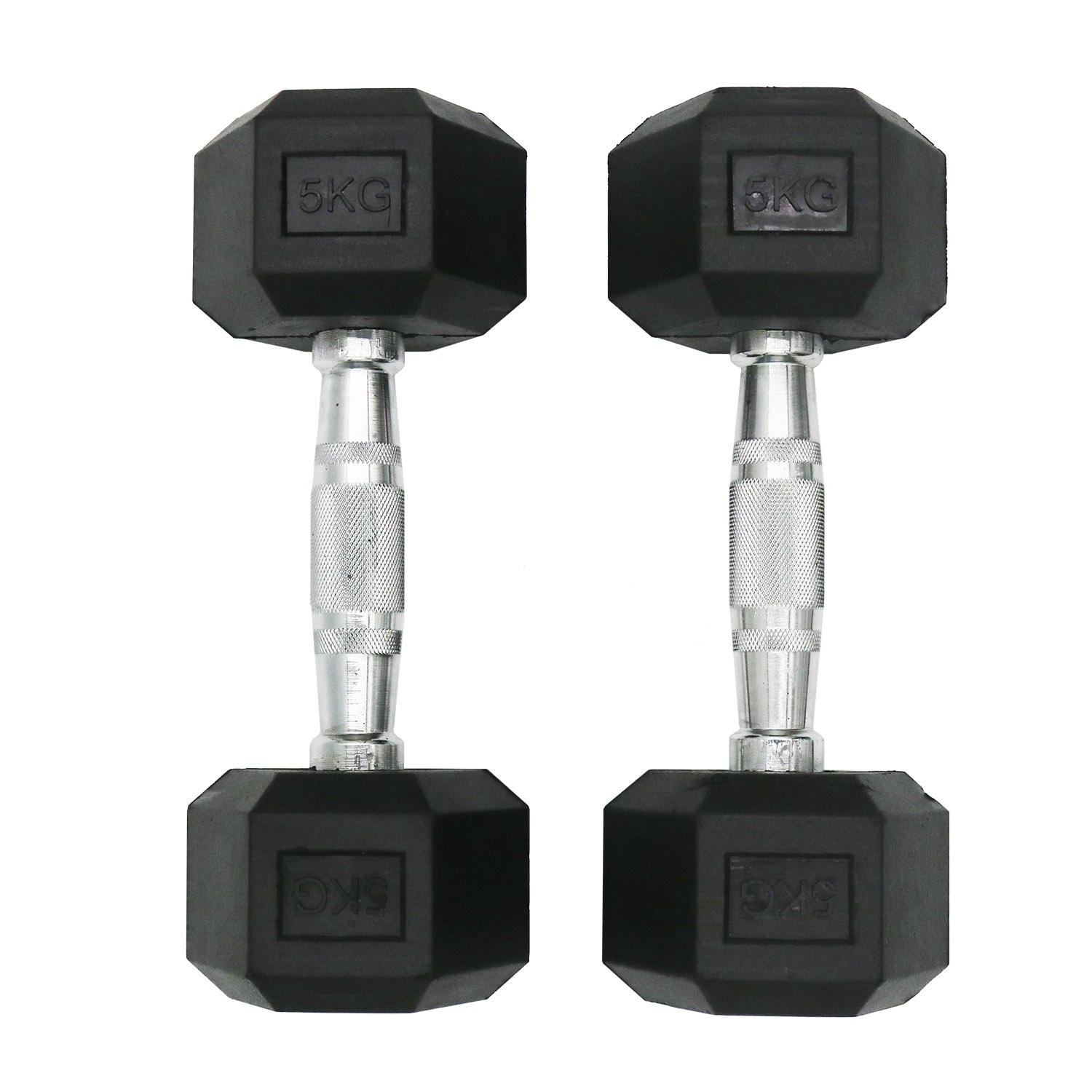 Facile Hex Rubber Dumbbells - 5 Kg - Pair