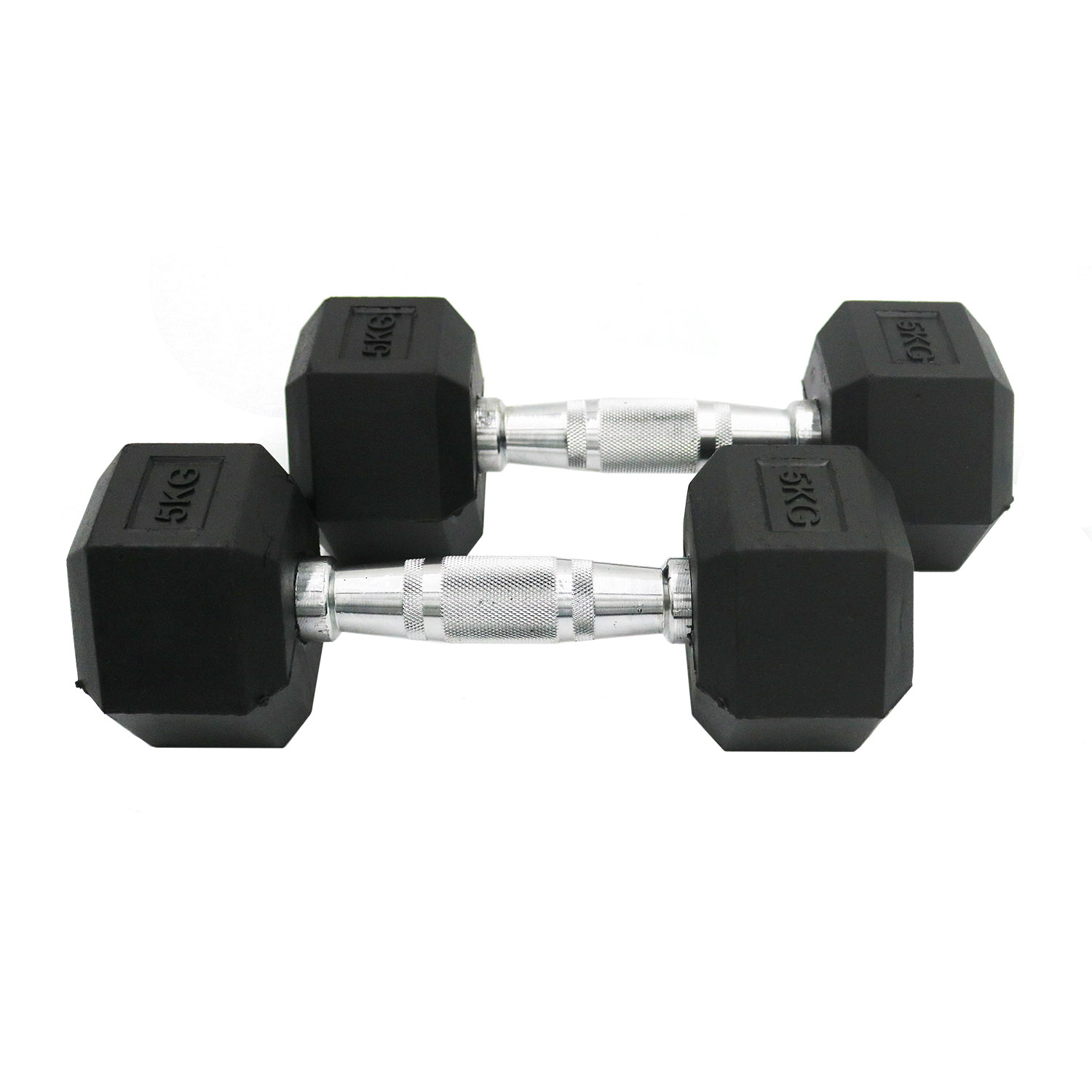 Facile Hex Rubber Dumbbells - 5 Kg - Pair