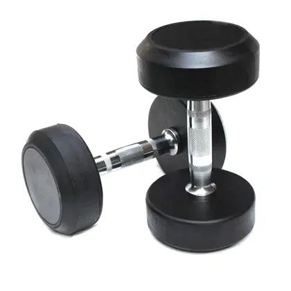 Facile Round Rubber Dumbbells - 20 Kg - Pair