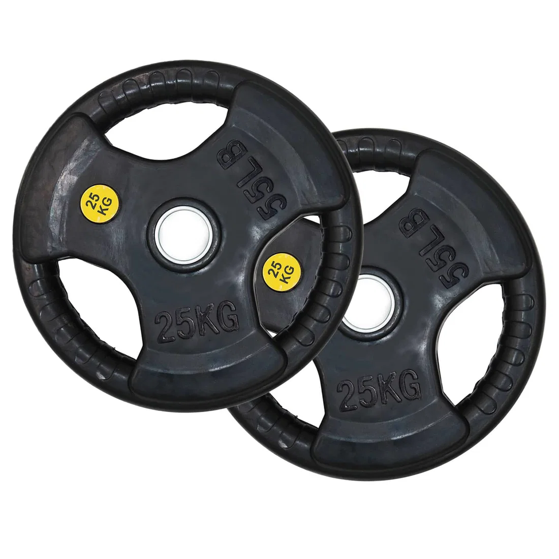 Facile Tri-Grip Rubber Weight Plate - 25 Kg - Pair