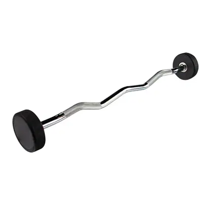 Knight Shot Rubber Fixed Barbell - Curl Bar - 20Kg