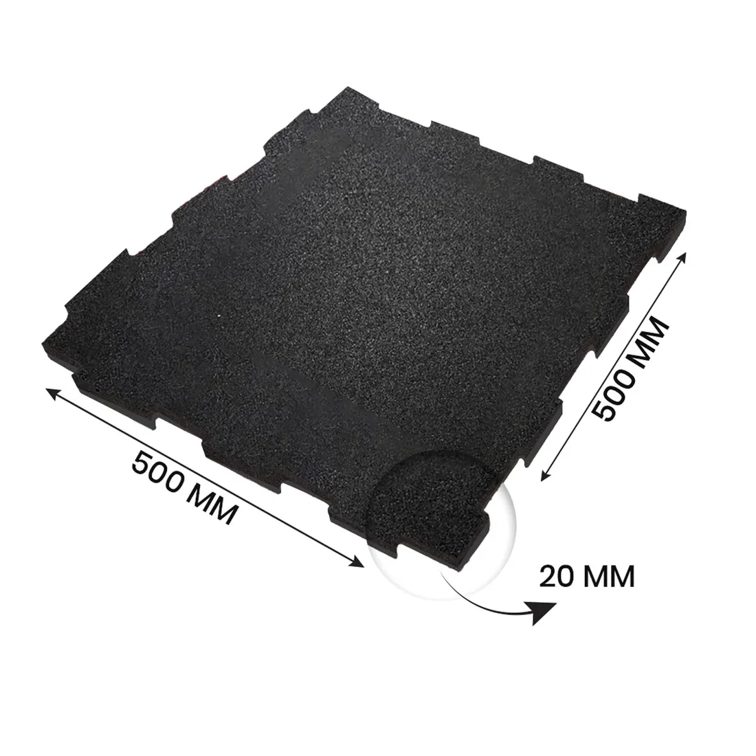 Fitmate Rubber Mat Gym Floor Interlocking Tiles - 1SQM (4Pcs) - Black
