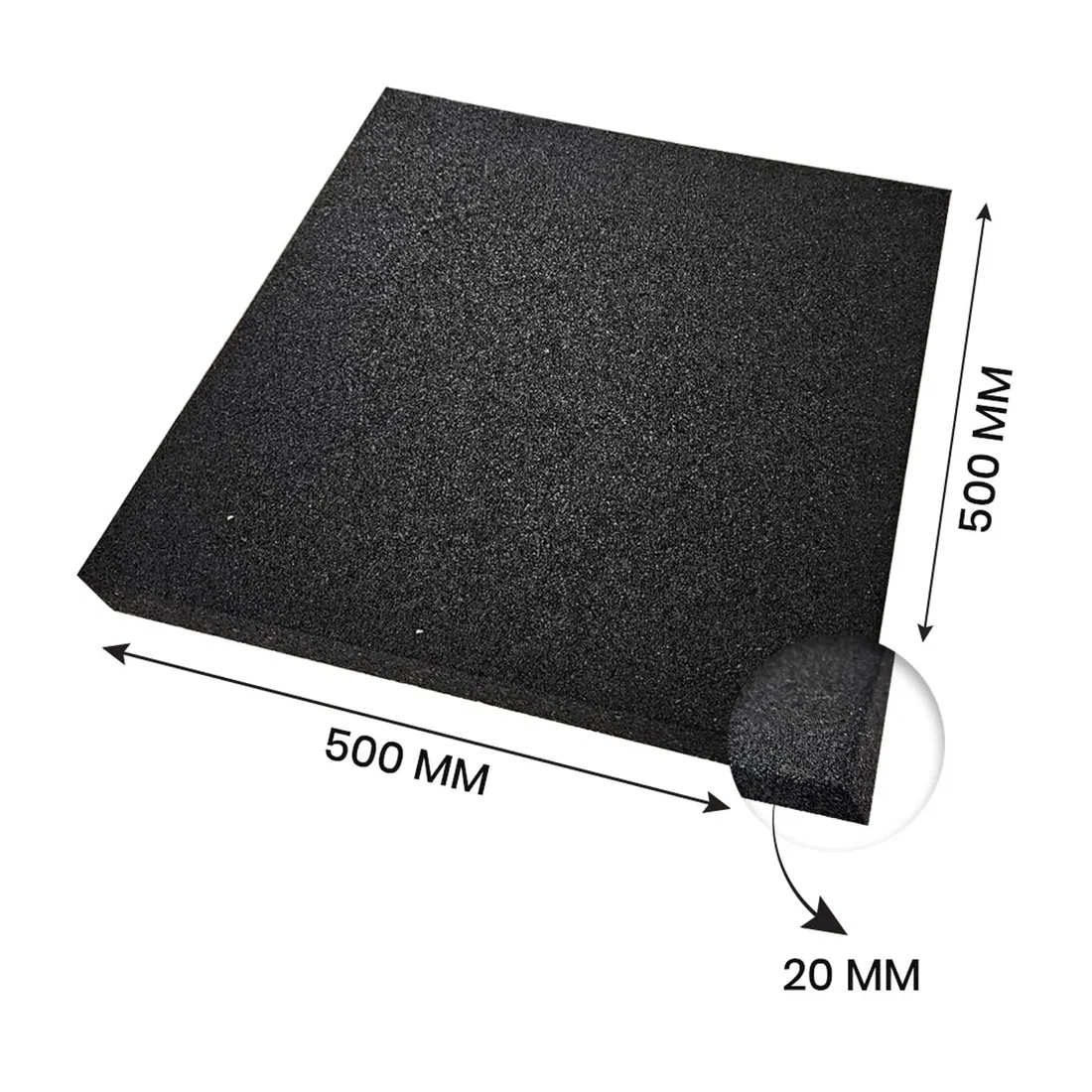 Fitmate Rubber Mat Gym Floor Tiles Black | Size 1 Sqm - 20mm