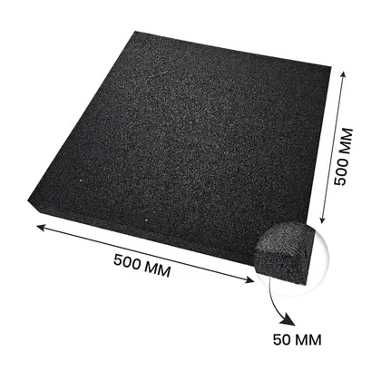 Fitmate Rubber Mat Gym Floor Tiles Black | Size 1 Sqm - 50mm