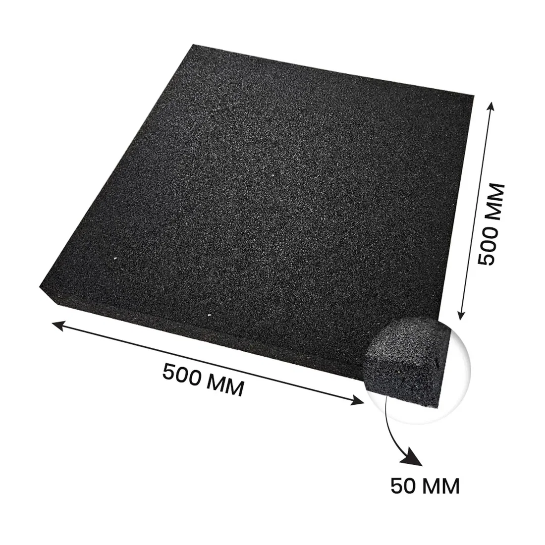 Fitmate Rubber Mat Gym Floor Tiles Black | Size 1 Sqm - 50mm