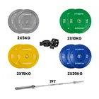 Fitmate Color Bumper Plate Set With 7ft Olympic Bar - 120  Kg