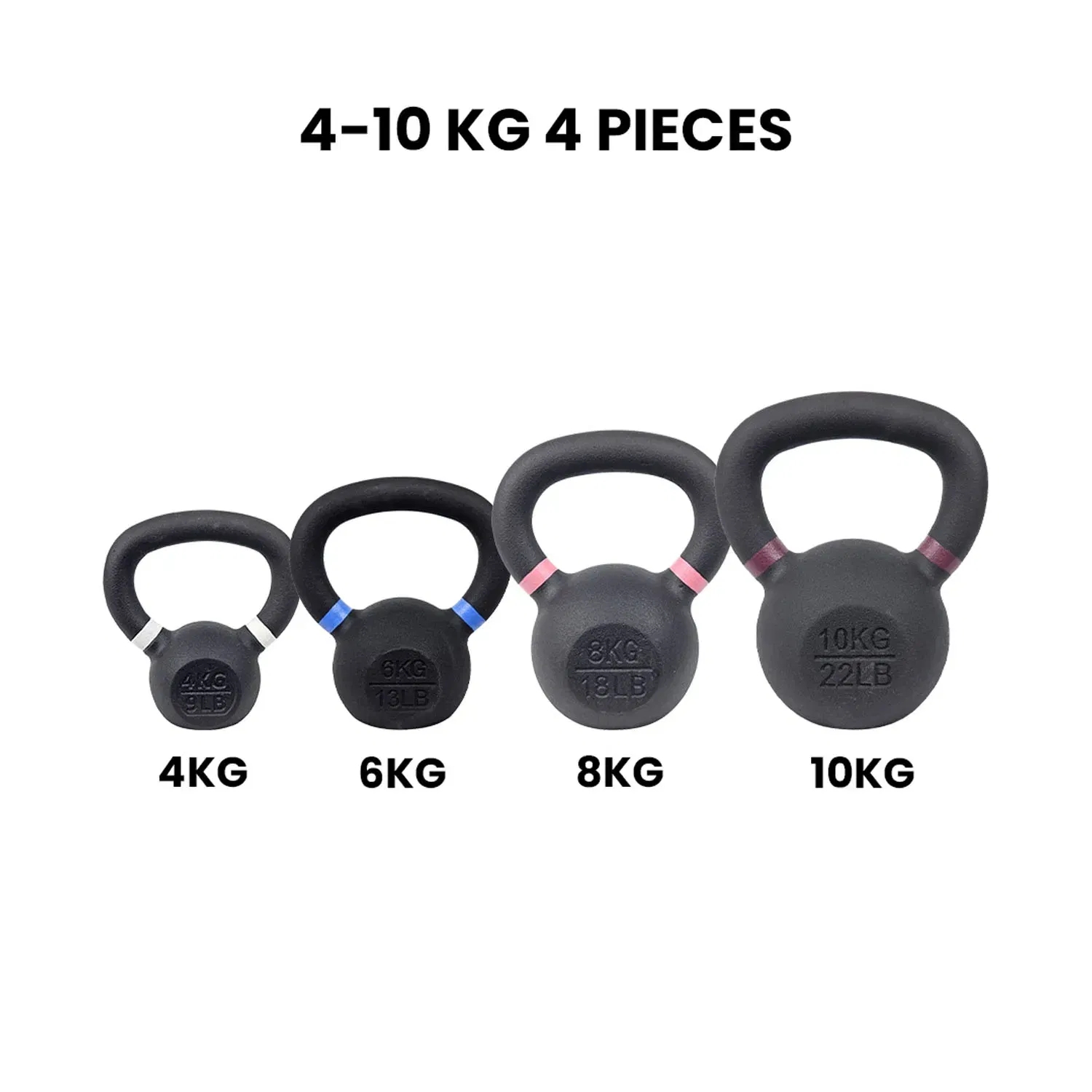 Fitmate Cast Iron Kettlebell Set - 4 Pcs | 4 To 10  Kg
