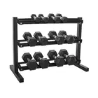 Fitmate Rubber Coated Hex Dumbbell Set With Dumbbell Rack - 2.5 - 15  Kg