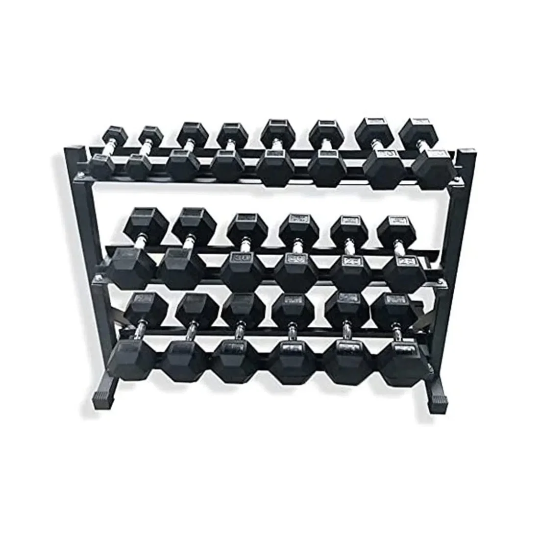Fitmate Rubber Coated Hex Dumbbell Set With Dumbbell Rack - 2.5 - 25  Kg