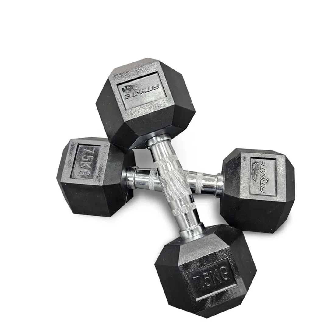 Fitmate Rubber Coated Hex Dumbbell - 22.5 Kg