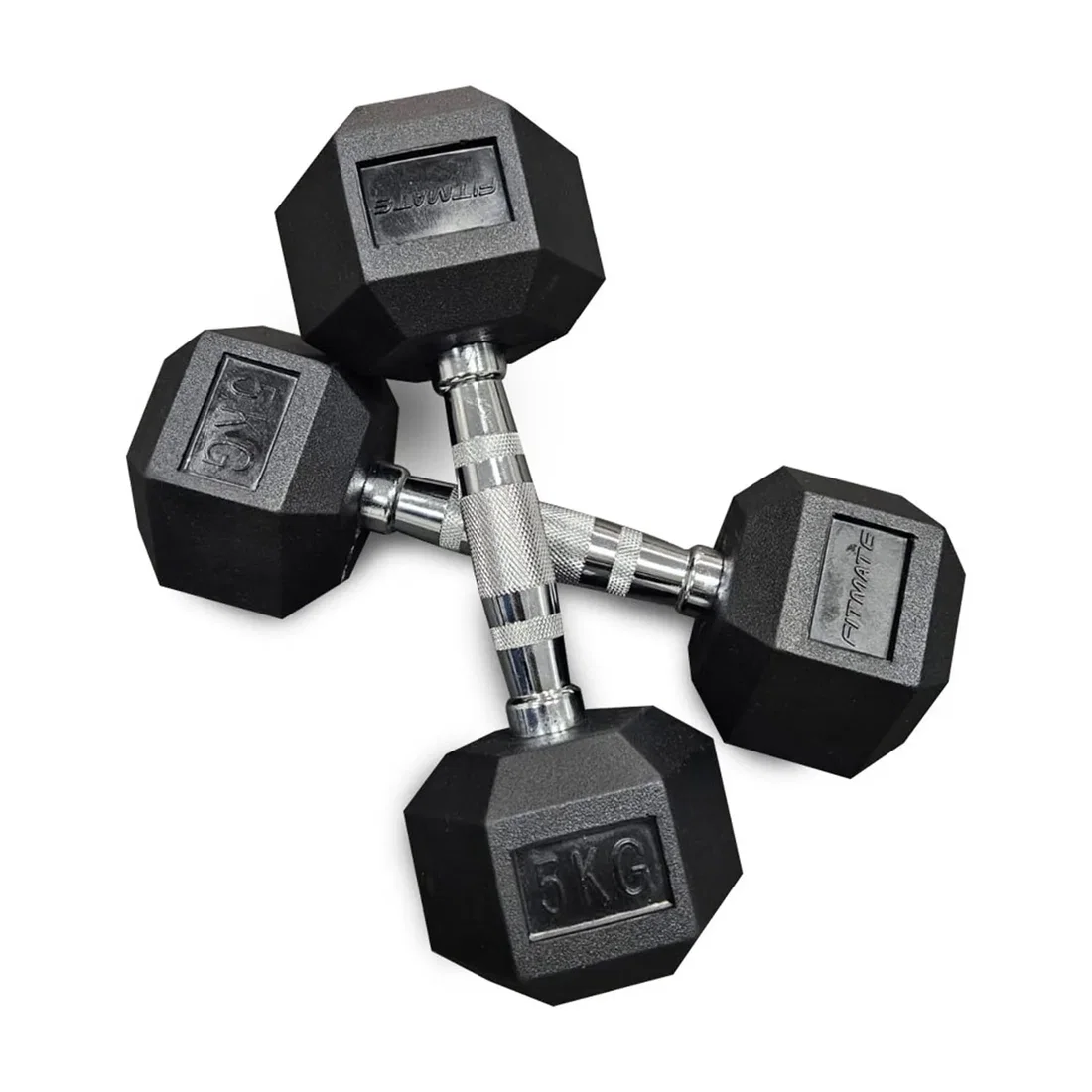 Fitmate Rubber Coated Hex Dumbbell - 5 Kg