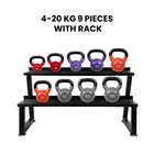 Fitmate Vinyl Kettlebell Set With Rack - 4 To 20  Kg