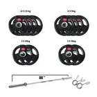Fitmate Rubber Weight Plate Set With 7ft Olympic Bar - 140  Kg