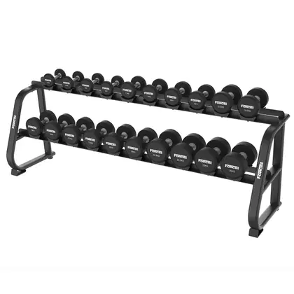 Force USA Commercial Round Dumbbells set ( 2.5 kg to 25 kg) with 2 Tier rack