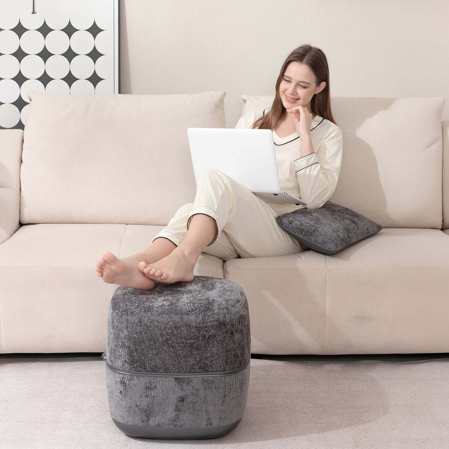 Nourest 3-in-1 Comfort F1 Foot Massager + Ottoman - Grey