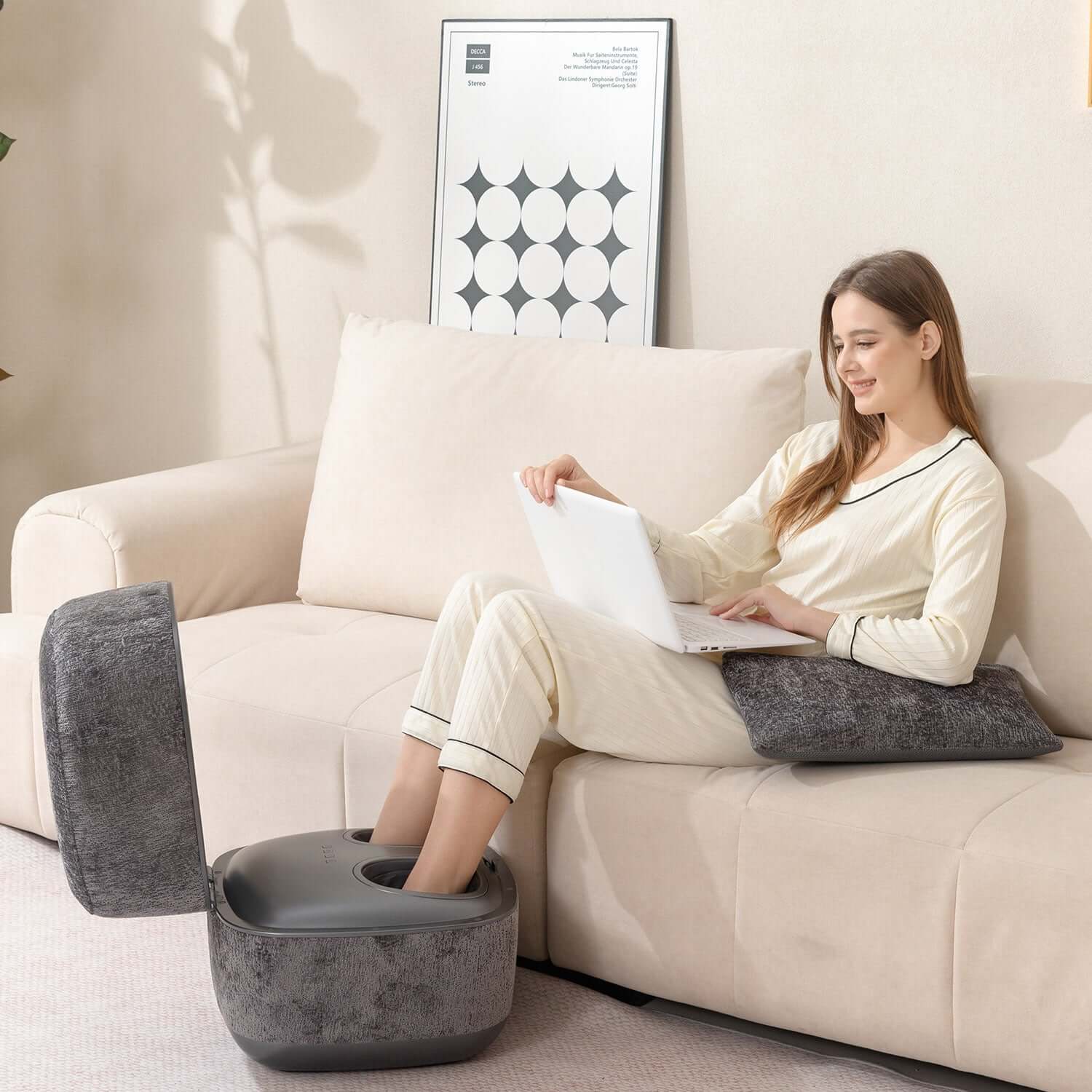 Nourest 3-in-1 Comfort F1 Foot Massager + Ottoman - Grey