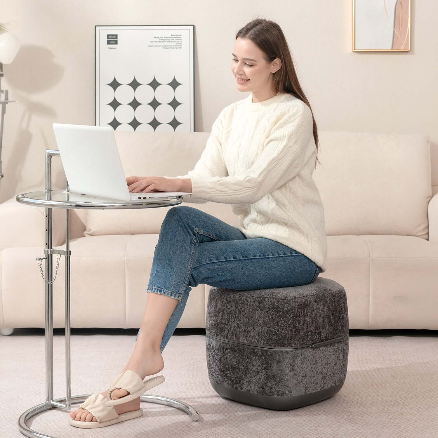 Nourest 3-in-1 Comfort F1 Foot Massager + Ottoman - Grey
